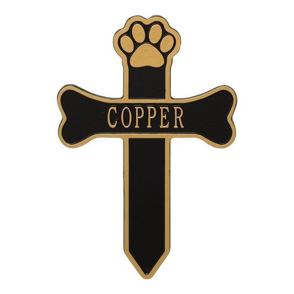 Paw And Bone Cross Pet Black Dedication Plaque